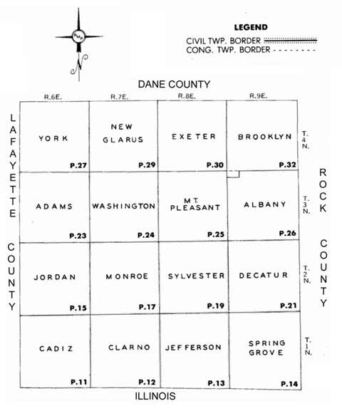 Township map of Green County Wisconsin